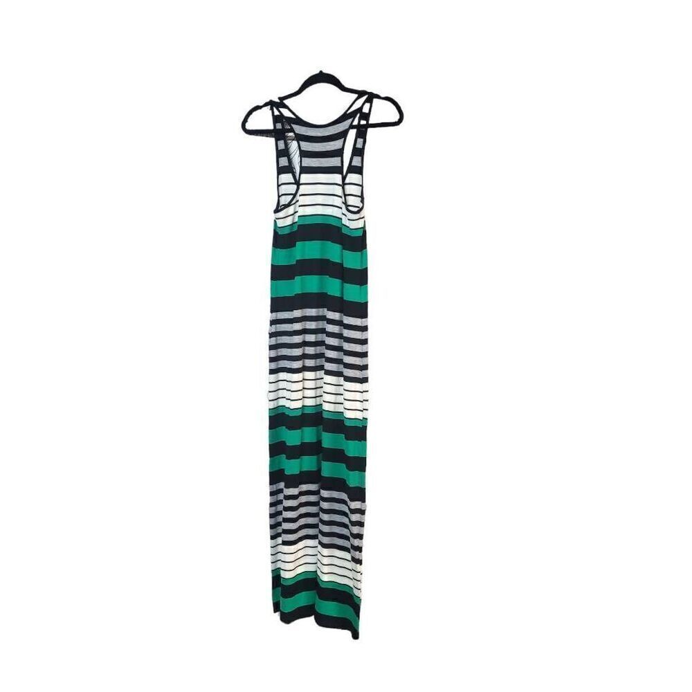 LOVE ADY racerback knit maxi dress green gray striped stretchy women’s medium